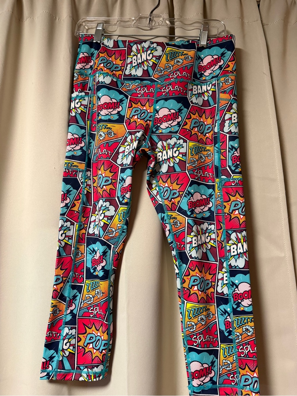 Women’s Comic-Print Cropped Leggings - Vibrant Multi-Color